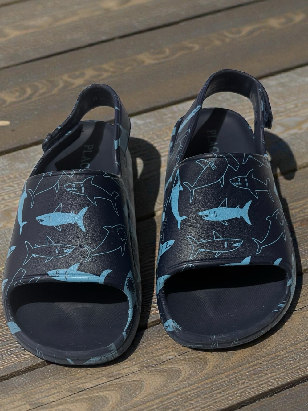 Children’s Place Little Boy Shark Navy Blue Sandals Size 11